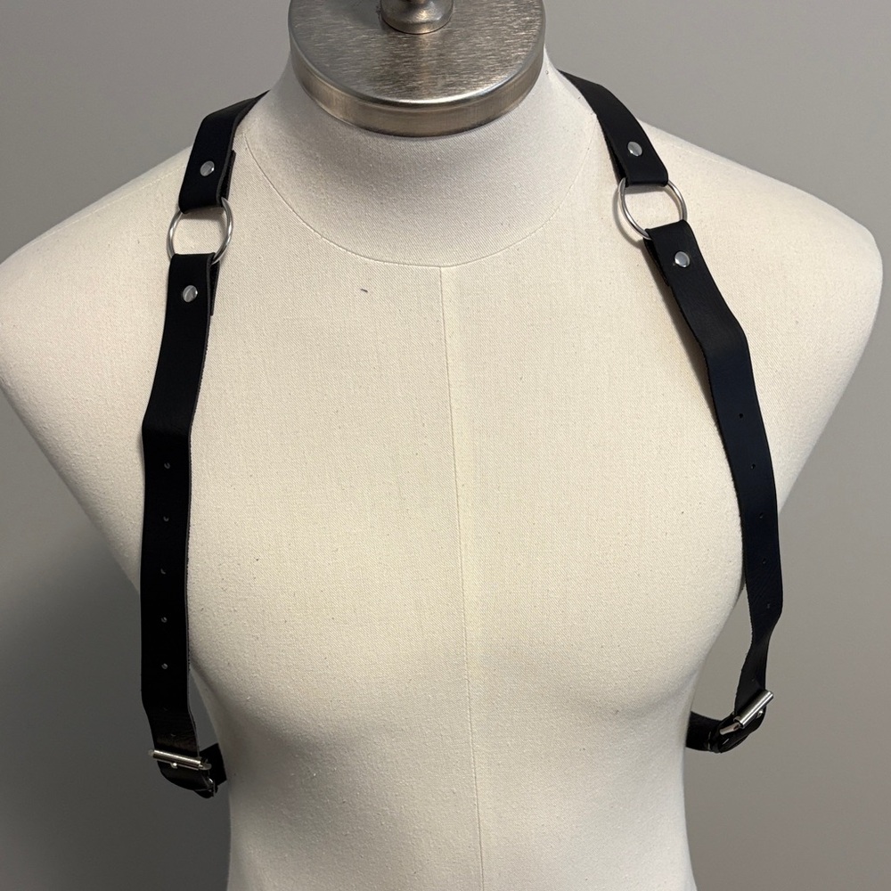 Men's Black Leather Suspenders